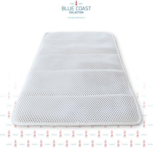 Luxury Bath Mat by Blue Coast Collection(TM). Mold Resistant Bath and Shower Mat (30x15in). Anti Slip Powerful Grip. Quality Fibers, Comfy Padding, Machine Washable, Quick Drying. Bonus Bath Slippers