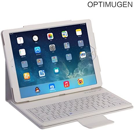iPad Pro Bluetooth Keyboard Case,OPTIMUGEN (TM) Magnetically Detachable Bluetooth Keyboard PU Leather Muti-angle Stand Folio Smart Cover for Apple iPad Pro 12.9" 2015 (White)