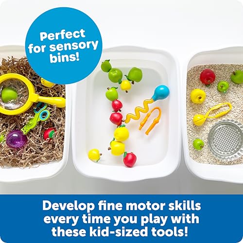 Learning Resources Helping Hands Fine Motor Tool Set Toy - 4 Pieces, Ages 3+ Fine Motor and Sensory Play Toys, Toddler Tweezers, Sensory Bin Toys