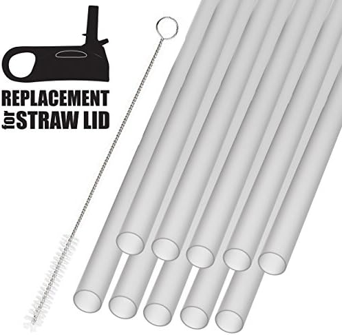 the flow 10 Replacement Reusable Straws with Straw Brush for Wide Mouth Bottle Straw Lid, 100% Hydro Flask Compatible, BPA Free