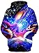Men and Women Novelty Fleece Hoodies Galaxy Space Planets Nebula Printed 80s Pullover Athletic Sweaters Long Sleeve Fleece Hooded Sweatshirts