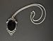 Real Metal Jet Black Cabochon in Silver Finish Pewter Frame Pendant Necklace