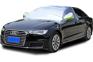 Konnfeir Windshield Cover Half Car Cover Sunshade Cover Waterproof Dustproof UV Resistant Snow Cover Universal 210D Oxford Fabric (210D-Fit Sedan/Hatchback)