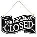 Wooden Double Sided Store Open and Closed Signs for Store Business or Home (Black)