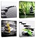4Pcs 12x12 Canvas Wood Stretched Zen Stone Garden Rocks Spa Bamboo Fountain Japan Yoga Theme Pink Frame Landscape Abstract Modern Art For Home Room Office Wall Print Decor 12x12