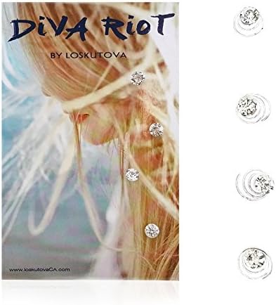 Diva Riot: Andromeda Hair Spirals (4 per pack) in "Eden" - Faceted crystal clear rhinestone