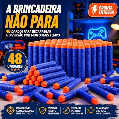 Kit de Dardos para Lançador Nerf e Arminhas de Pressão (48)