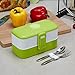 ProAid with Premium Silverware bento Box, 2 Layers Food Container, Green