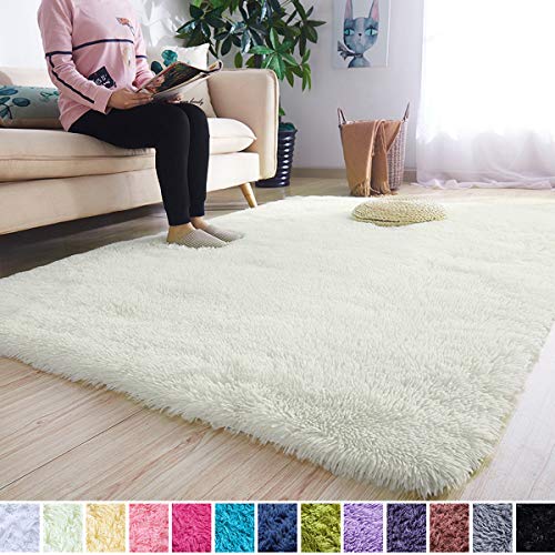 Noahas-Super-Soft-Modern-Shag-Area-Rugs-Fluffy-Living-Room-Carpet-Comfy-Bedroom-Home-Decorate-Floor-Kids-Playing-Mat-4-Feet-by-53-Feet-Bright-Yellow