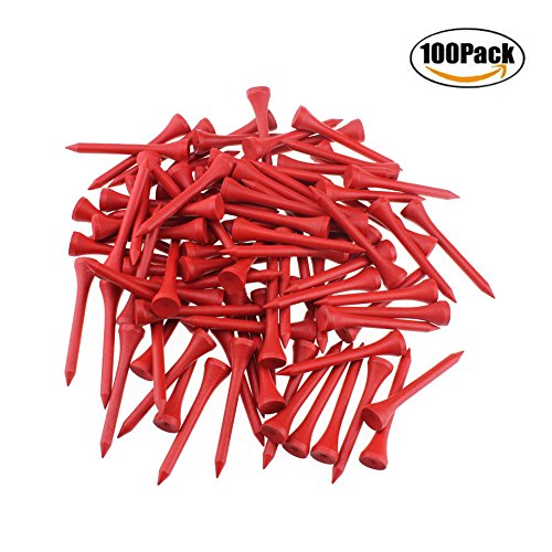 Kofull Golf tees 2 1/8inch Wood Natural Professional 100/Pack Less Friction Golf Wooden Tees Training for Golfer (red) - Thumbnail 4
