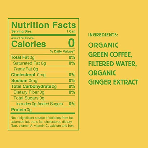 Sunup Pure Green Coffee, Unsweetened Ginger, Made Smooth & Strong From Raw "Green" Coffee Beans, Naturally High Energy & Antioxidants, 12 Pack
