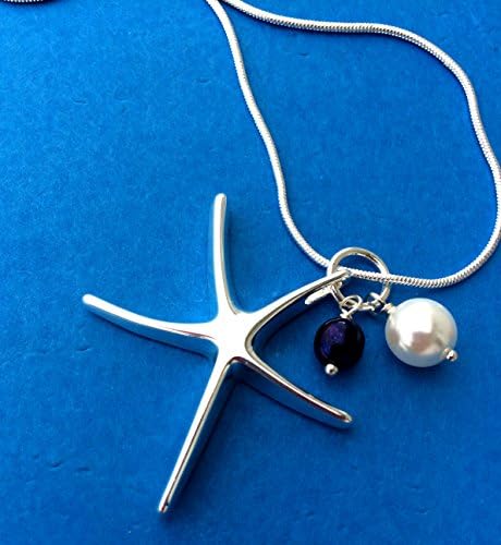 Sterling Silver Starfish Necklace White Pearl Women Jewelry Beach Wedding Bridesmaid Gift