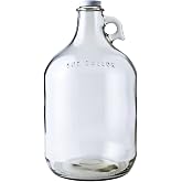 1 Gallon Glass Jug with 38mm Metal Seal Cap | 128 oz Clear Container | Reusable Glass Water Jug with Lid for juice, oils, syr