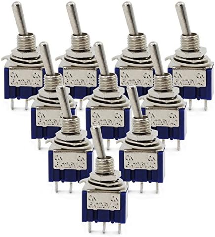 AuSL 10Pcs AC 125V 6A ON-ON 3 Pins 2 Position Mini Toggle Switch for Arduino