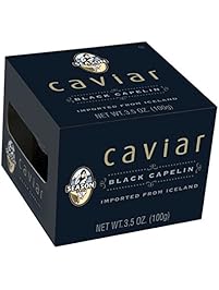Season Black Capelin Caviar from Iceland, 3.5-Ounce Glass Jars (Pack of 4)