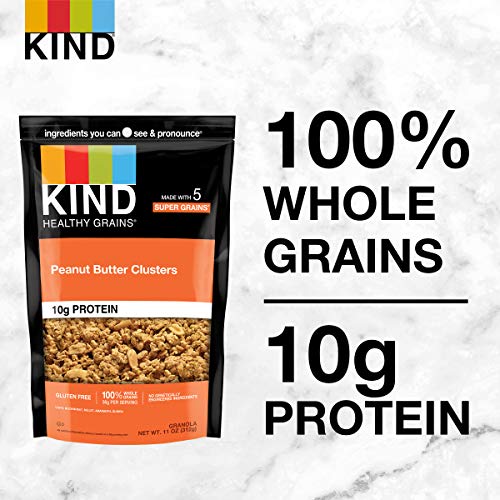 KIND Healthy Grains Granola, Peanut Butter Clusters, 11 Ounce, 10g