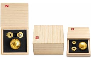 Japanese Gold Leaf Golf Ball Gift Set with Wooden Box – Luxury Golf Balls Gift for Men, Premium Collectible Golf Ball Set, Un