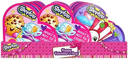 Shopkins Valentines Day Heart Gift Box with Chocolate Heart Candy, 2 oz, Pack of 24