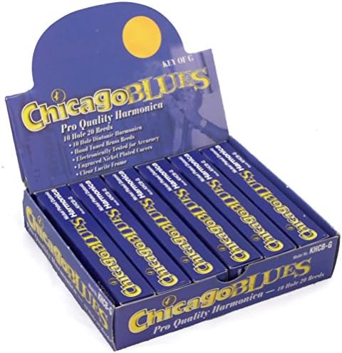 Chicago Blues Harmonica, KHCB-6G, Mini Party Pack of 6, 10 Hole Harps - Key of G