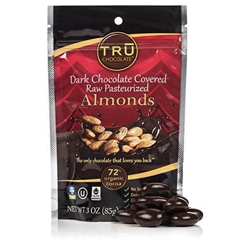Rich Dark Chocolate Covered Raw Almonds By Tru Chocolate Tasty Healthy Organic Chocolate The