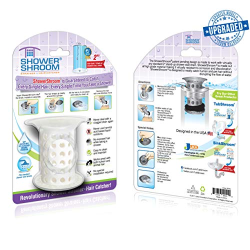 ShowerShroom Revolutionary 2" Stand-up Shower Stall Drain Protector Hair Catcher/Strainer 2", White - Thumbnail 7