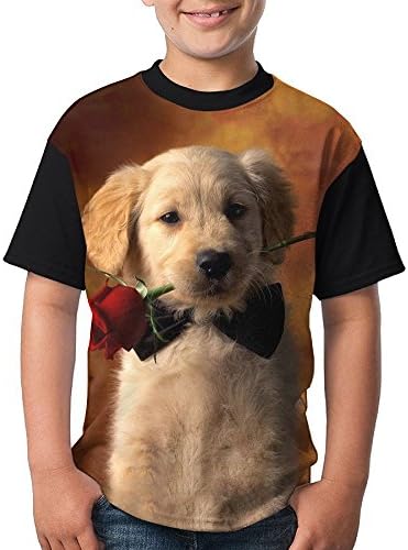 Dog Rose Child Soft T Shirt 3D Printed Tee Short Sleeve Top Small