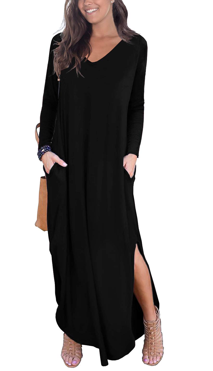 chinese dress ladies Nemidor Womens Casual Plus Size Summer Maxi Dresses Boho Print Flared Long  Dress with Pocket 14-26(403,14,Black Whitestripe) at Amazon Women's  Clothing store