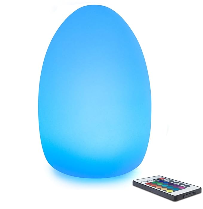 Mr.Go 22cm LED Dimmbar Nachttischlampe mit Fernbedienung, Ei-Form Licht Farbwechsel Stimmungslicht Ei-Nachtlicht Tischlampe f