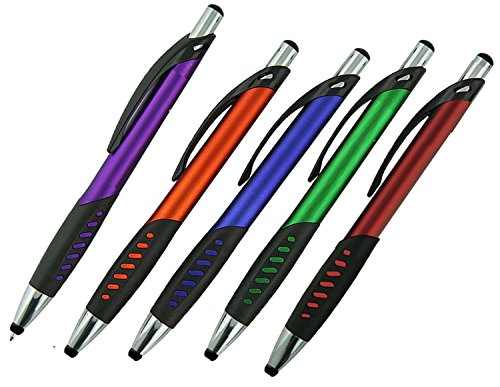 Stylus Pen, 2 in 1 Capacitive Stylus & Ballpoint Click Pen with Comfort Grip For Universal touchscreen Devices, Tablets,iPad, iPhone 6,6 Plus, iPod, Android,Samsung Galaxy (Metallic 5 Pack)