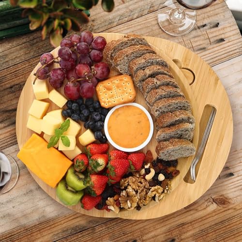 GODREAM Kit Tabua de Frios Petisqueira, com Tábua de Frios, Facas, Garfos, Ideal Para Servir Queijos, Frutas, Aperitivos, Lanches e para Compor Uma Mesa Fria Completa