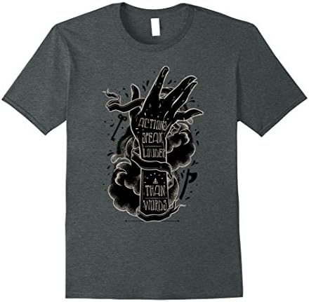 Mens Actions speak louder than Words Tattoo Ink Style Tshirt Men XL Dark Heather