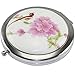 KOLIGHT New Vintage Chinese Landscape Flower Bird Double Sides (One is Normal,Another is Magnifying)Portable Foldable Pocket Metal Makeup Compact Mirror Woman Cosmetic Mirror (Flower+Red Bird)