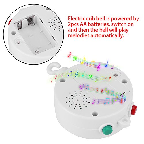 Crib Toys,Mobile Baby Crib Toys Attachments by Battery Power Musical Electric Bell Toy with 12 pcs Looping Sweet Song Without Brackets