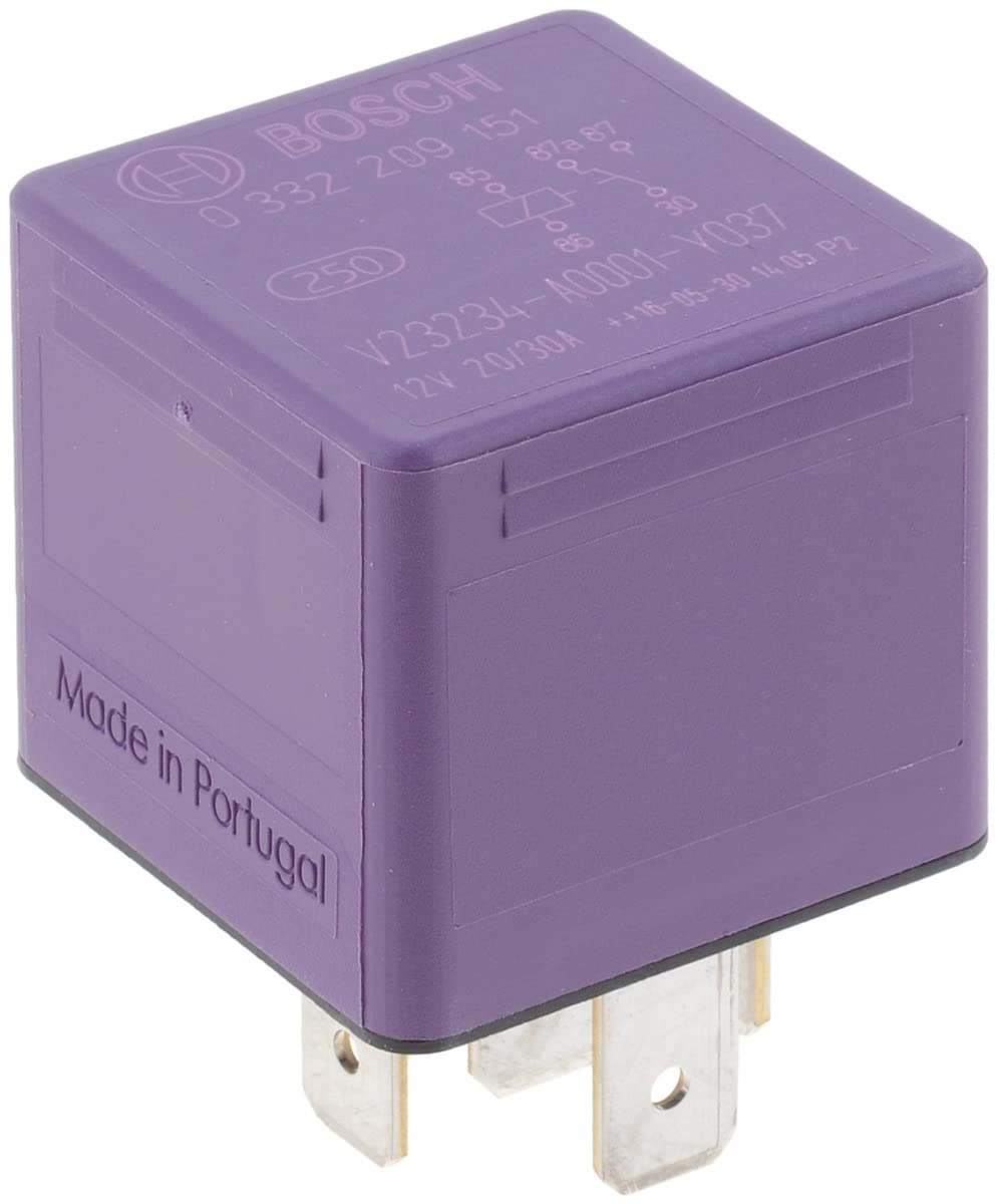 Bosch 0332209151 Mini Relay 12V 30A, IP5K4, Operating Temperature from -40 Degree to 100 Degree C, 5 Pin Relay