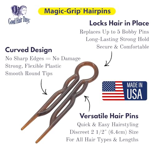 Hair Pins - Plastic, U-shaped Magic Grip Hairpins, Strong Durable Pins For Fine, Thick & Long Hair, Hair Styling Accessories (Tortoise Shell)