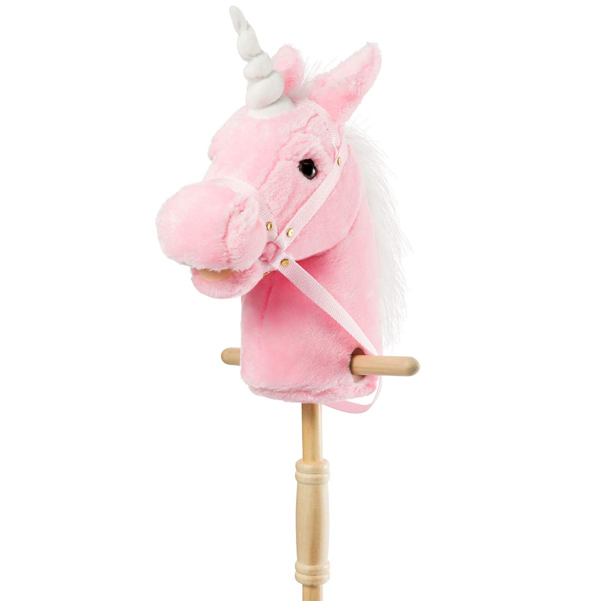 iBonny 36 inch Pink Hobby Horse with Good Grip Handles and Wheels Unicorn Plush Toy