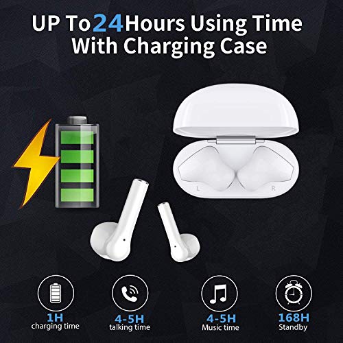 Wireless Earbuds Touch Control Bluetooth 5.0 in-Ear Noise Cancelling 3D Stereo Earphones IPX5 Waterproof Wireless Bluetooth Earbuds Built in Mic Headsets for Apple Airpods iPhone/Android