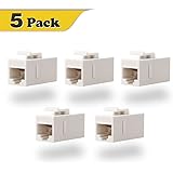 VCE 5-PACK CAT6 RJ45 Keystone Jack Inline Coupler-White