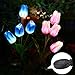 Outdoor Solar Garden Stake Lights, SOUBUN 2 Pack Waterproof Multi-Color Changing LED Solar Powered Decorative Lights with 8 Tulip Flower for Garden, Patio, Backyard (Pink and White)