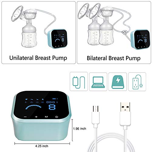 Electric Breast Pump, SUMGOTT Double Rechargeable Breastfeeding Pump for Breast Milk Suction and Breast Massage