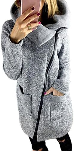 Women High Neck Hoodie Long Sleeve Sweatshirt Hooded Jacket Autumn Winter Casual Long Pockets Zipper Coat Plus Size Outwear Turtleneck Pullover Blouse Plain Tops – Landove