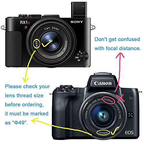 Fire-Rock 49mm Snap-On Front Lens Cap Cover Compatible for Canon M50 M100 With EF-M 15-45mm IS STM Lens / Sony RX1R NEX-7 With E 55-210mm SEL 18-55mm 35mm/f 1.8 Lens (2 PCS)