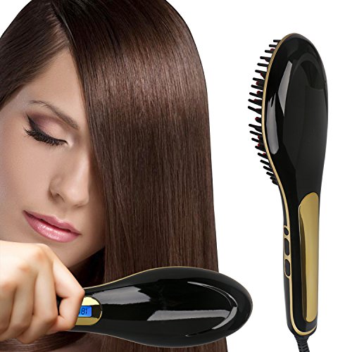 DROK Black Hair Straightener, Detangler Brush Electric Comb, Hair