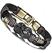 FIBO STEEL.Vintage Alloy Braided Leather Bracelet for Men Wrist Rope, 2 Pcs a Set 8.5 inches