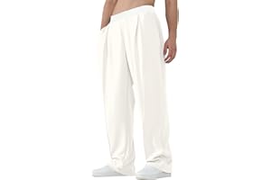 Susclude Mens Baggy Sweatpants Summer Wide Leg Track Pants Pleated Lounge Yoga Elastic Waist Casual Pants with Pockets