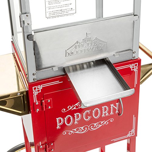 Olde Midway Vintage Style Popcorn Machine Maker Popper with Cart and 8