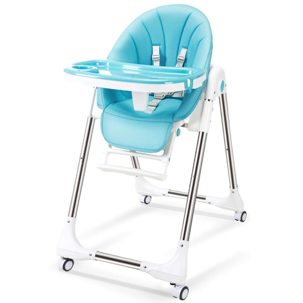 青 B07nrzz7wp 持ち運びやお手入れが簡単な キャスター付きのベビー 幼児用のadjustaleハイチェア折りたたみ式 青 Lxla 色 ハイチェア 後払い手数料無料