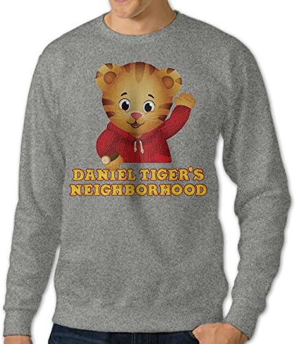 Men's Daniel Tiger's Neighborhood Round Collar Pullover Hoodies SweaterAsh Size L