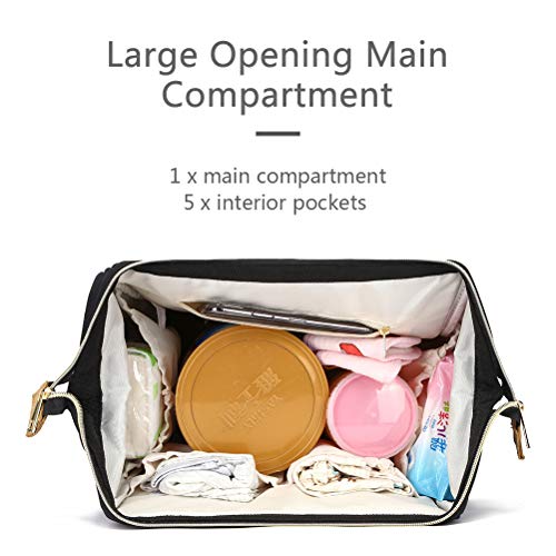 HaloVa Diaper Bag, Mommy Daddy Travel Backpack, Large Capacity Multi-function Baby Nappy Bag, Black - Thumbnail 6