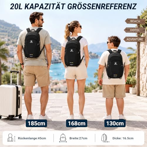 ONETOALL Hiking Backpack for Men and Women, 20 L, Lightweight Small Daypack, Waterproof Backpack with Rain Cover for Day Hikes, Short Tours, Cycling, Commuting, Only 510 g